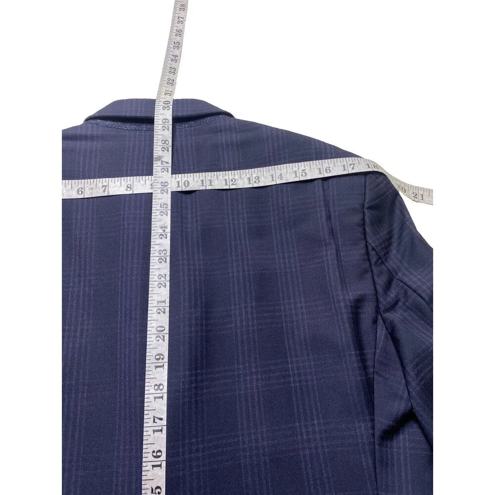 NEW Banana Republic Mens Blazer 40R Slim Fit Navy Plaid Marzotto Super 100s Wool